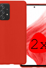 BASEY. Hoes Geschikt voor Samsung A53 Hoesje Siliconen Back Cover Case - Hoesje Geschikt voor Samsung Galaxy A53 Hoes Cover Hoesje - Rood - 2 Stuks