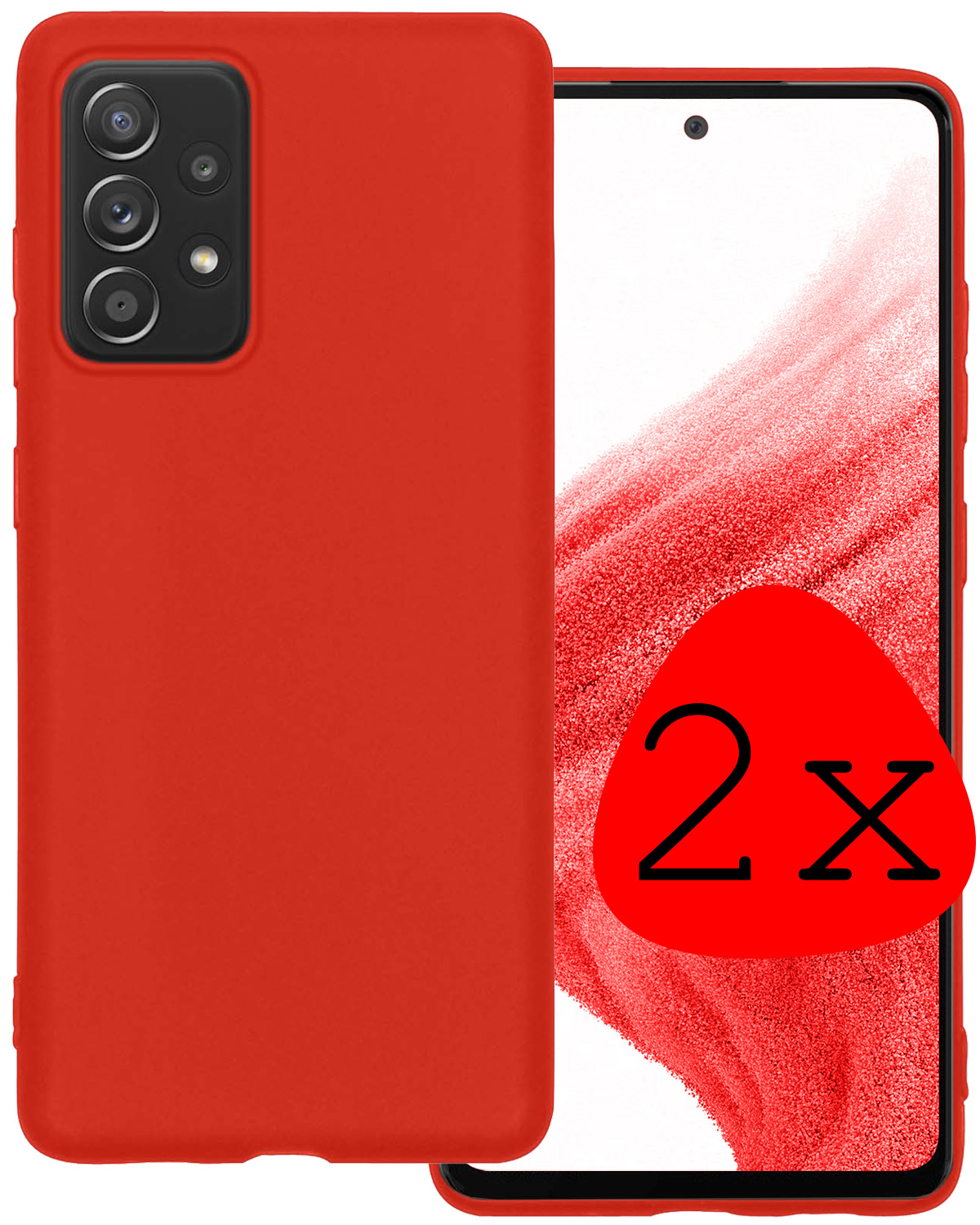 BASEY. Hoes Geschikt voor Samsung A53 Hoesje Siliconen Back Cover Case - Hoesje Geschikt voor Samsung Galaxy A53 Hoes Cover Hoesje - Rood - 2 Stuks