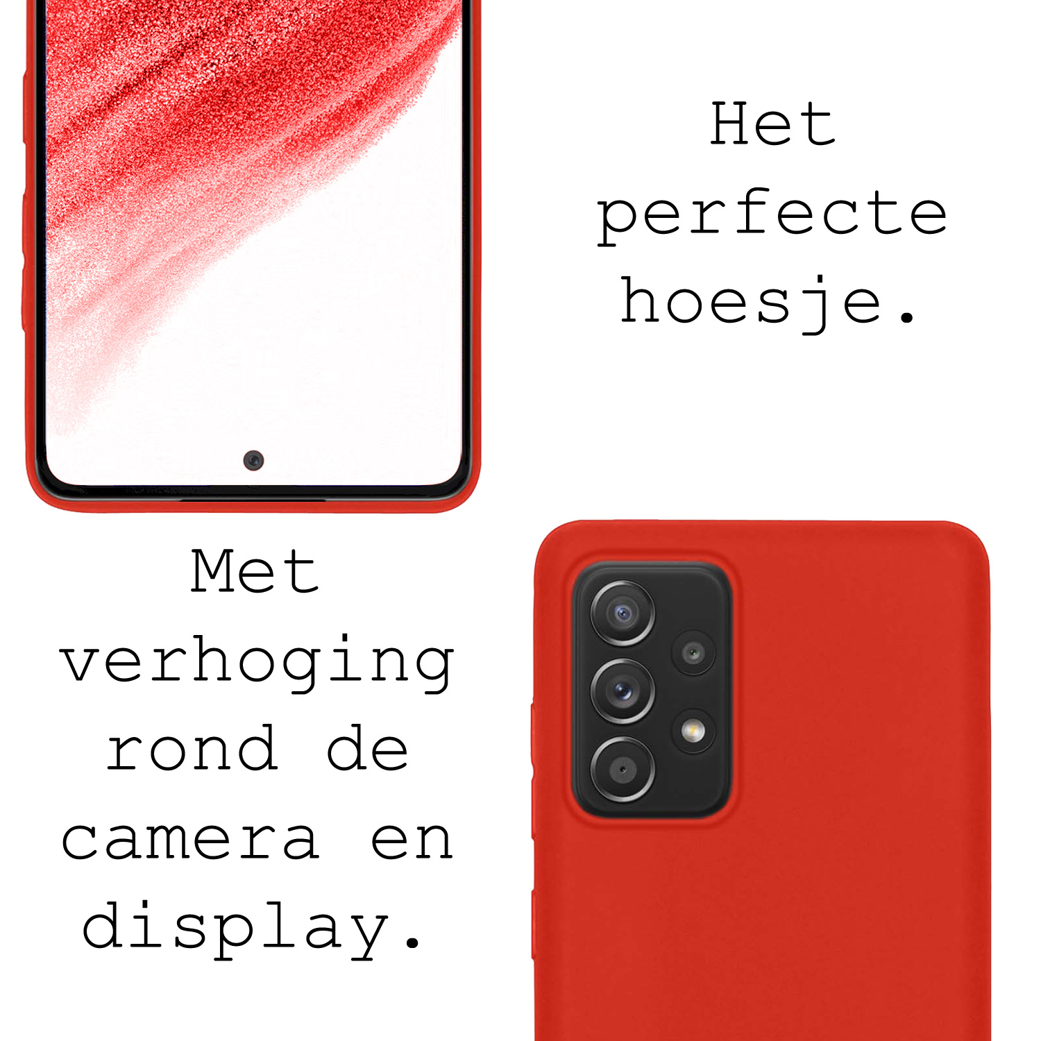 BASEY. Hoes Geschikt voor Samsung A53 Hoesje Siliconen Back Cover Case - Hoesje Geschikt voor Samsung Galaxy A53 Hoes Cover Hoesje - Rood - 2 Stuks