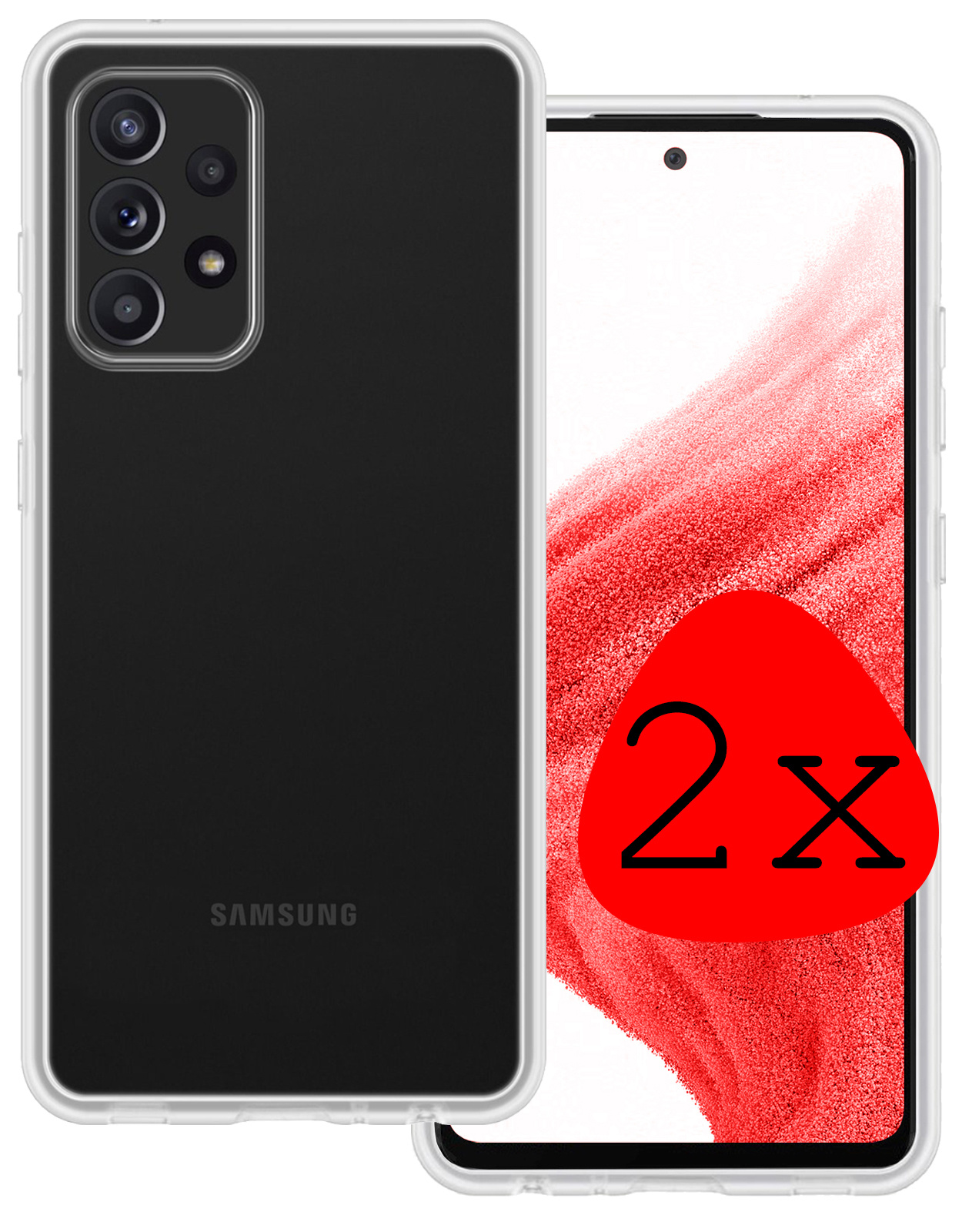 BASEY. Hoes Geschikt voor Samsung A53 Hoesje Siliconen Back Cover Case - Hoesje Geschikt voor Samsung Galaxy A53 Hoes Cover Hoesje - Transparant - 2 Stuks