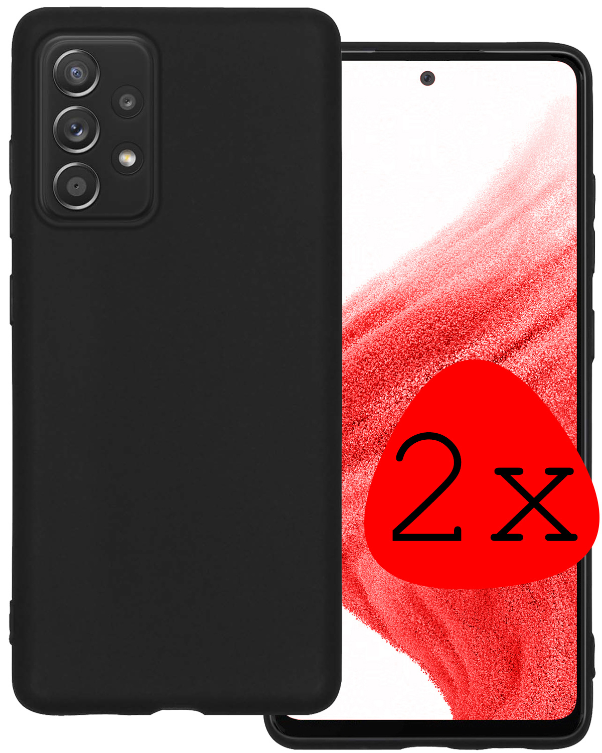 BASEY. Hoes Geschikt voor Samsung A53 Hoesje Siliconen Back Cover Case - Hoesje Geschikt voor Samsung Galaxy A53 Hoes Cover Hoesje - Zwart - 2 Stuks