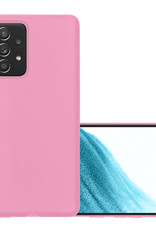NoXx Hoes Geschikt voor Samsung A53 Hoesje Cover Siliconen Back Case Hoes - Lichtroze