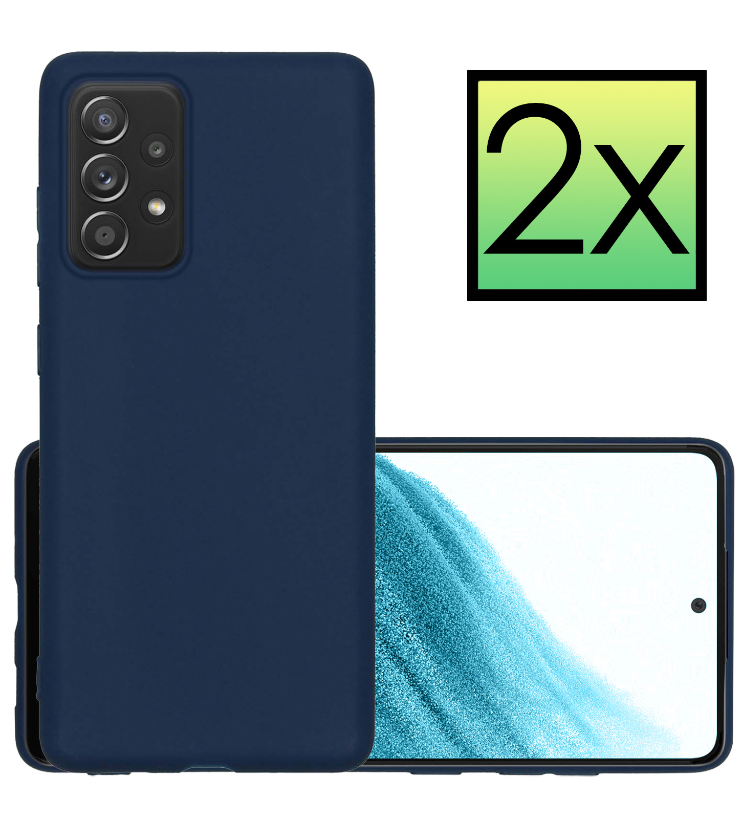 NoXx Hoes Geschikt voor Samsung A53 Hoesje Cover Siliconen Back Case Hoes - Donkerblauw - 2x