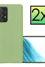 NoXx Hoes Geschikt voor Samsung A53 Hoesje Cover Siliconen Back Case Hoes - Groen - 2x