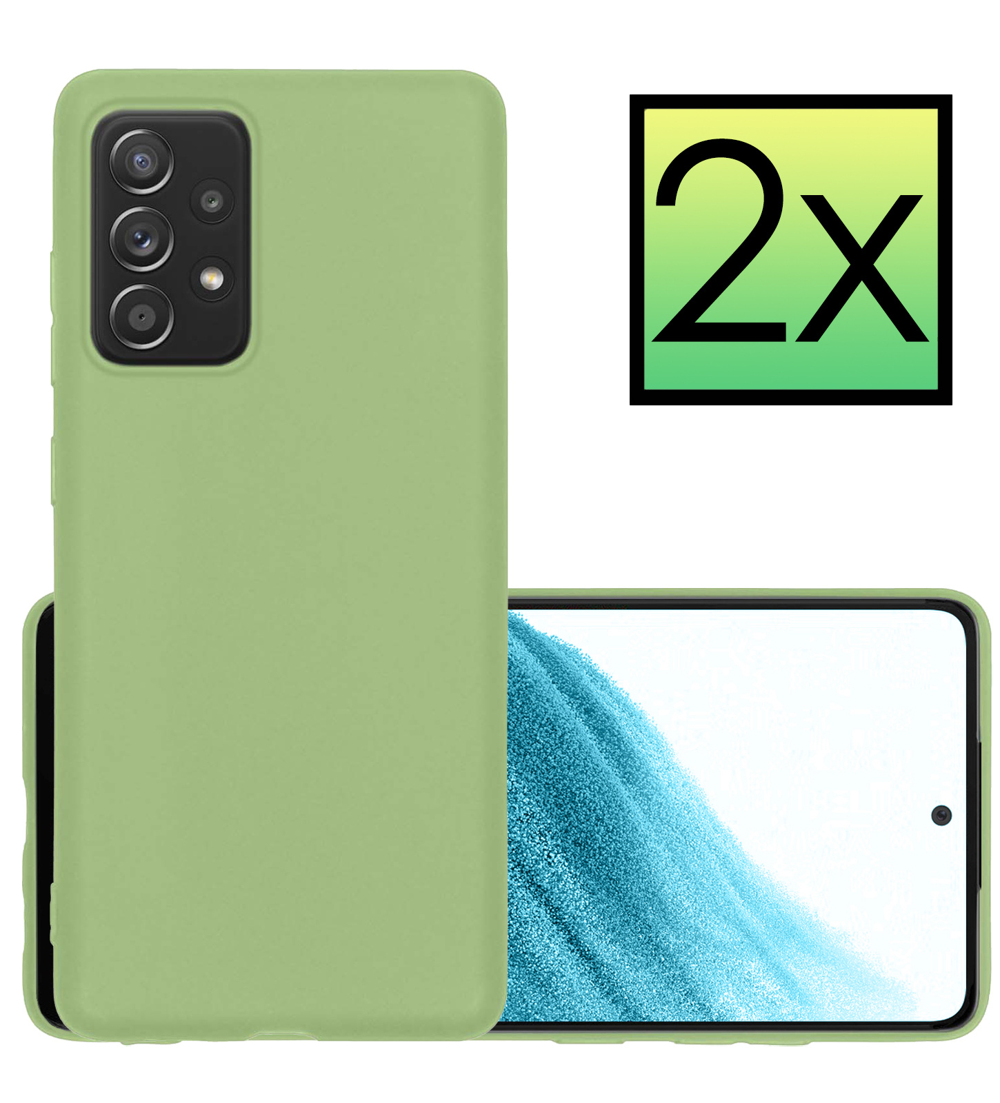 NoXx Hoes Geschikt voor Samsung A53 Hoesje Cover Siliconen Back Case Hoes - Groen - 2x