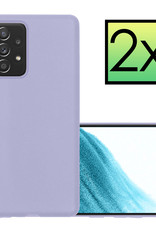 NoXx Hoes Geschikt voor Samsung A53 Hoesje Cover Siliconen Back Case Hoes - Lila - 2x