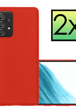 NoXx Hoes Geschikt voor Samsung A53 Hoesje Cover Siliconen Back Case Hoes - Rood - 2x