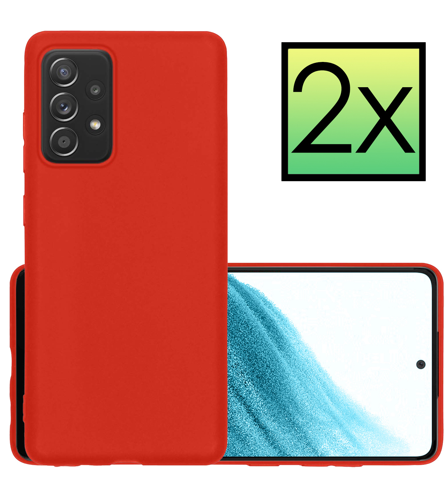 NoXx Hoes Geschikt voor Samsung A53 Hoesje Cover Siliconen Back Case Hoes - Rood - 2x