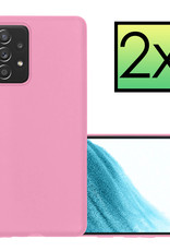 NoXx Hoes Geschikt voor Samsung A53 Hoesje Cover Siliconen Back Case Hoes - Lichtroze - 2x