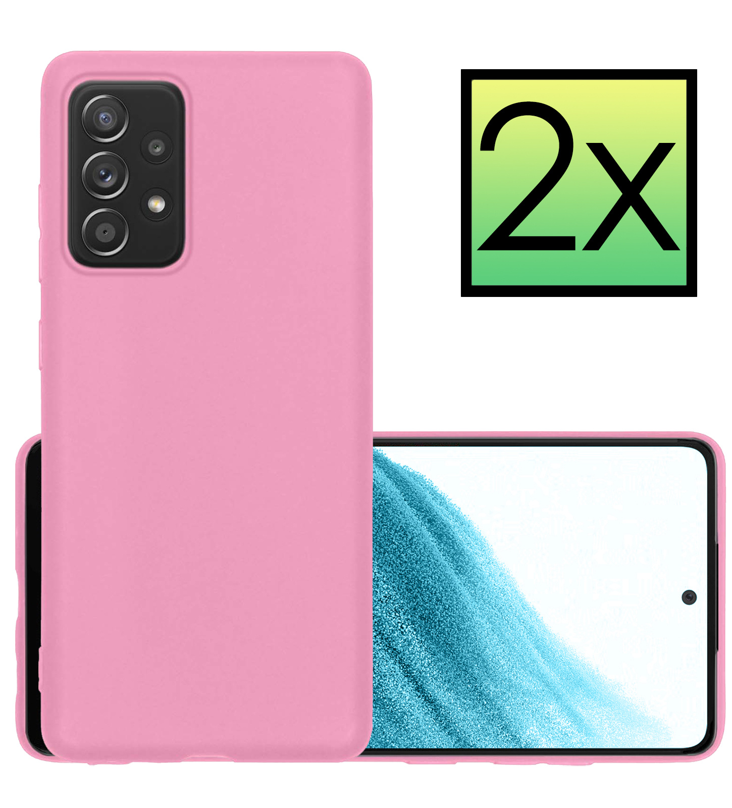 NoXx Hoes Geschikt voor Samsung A53 Hoesje Cover Siliconen Back Case Hoes - Lichtroze - 2x