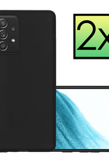 NoXx Hoes Geschikt voor Samsung A53 Hoesje Cover Siliconen Back Case Hoes - Zwart - 2x
