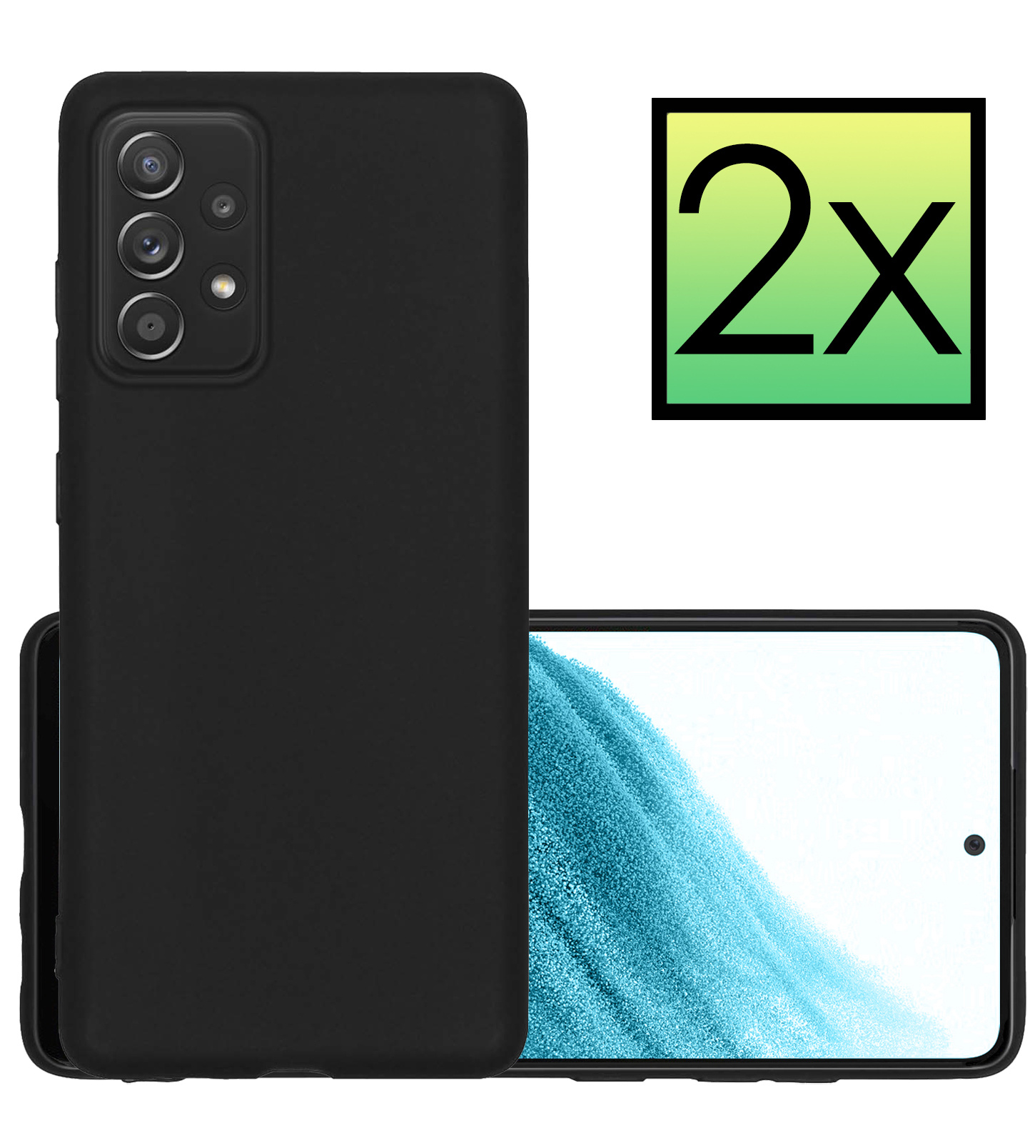NoXx Hoes Geschikt voor Samsung A53 Hoesje Cover Siliconen Back Case Hoes - Zwart - 2x