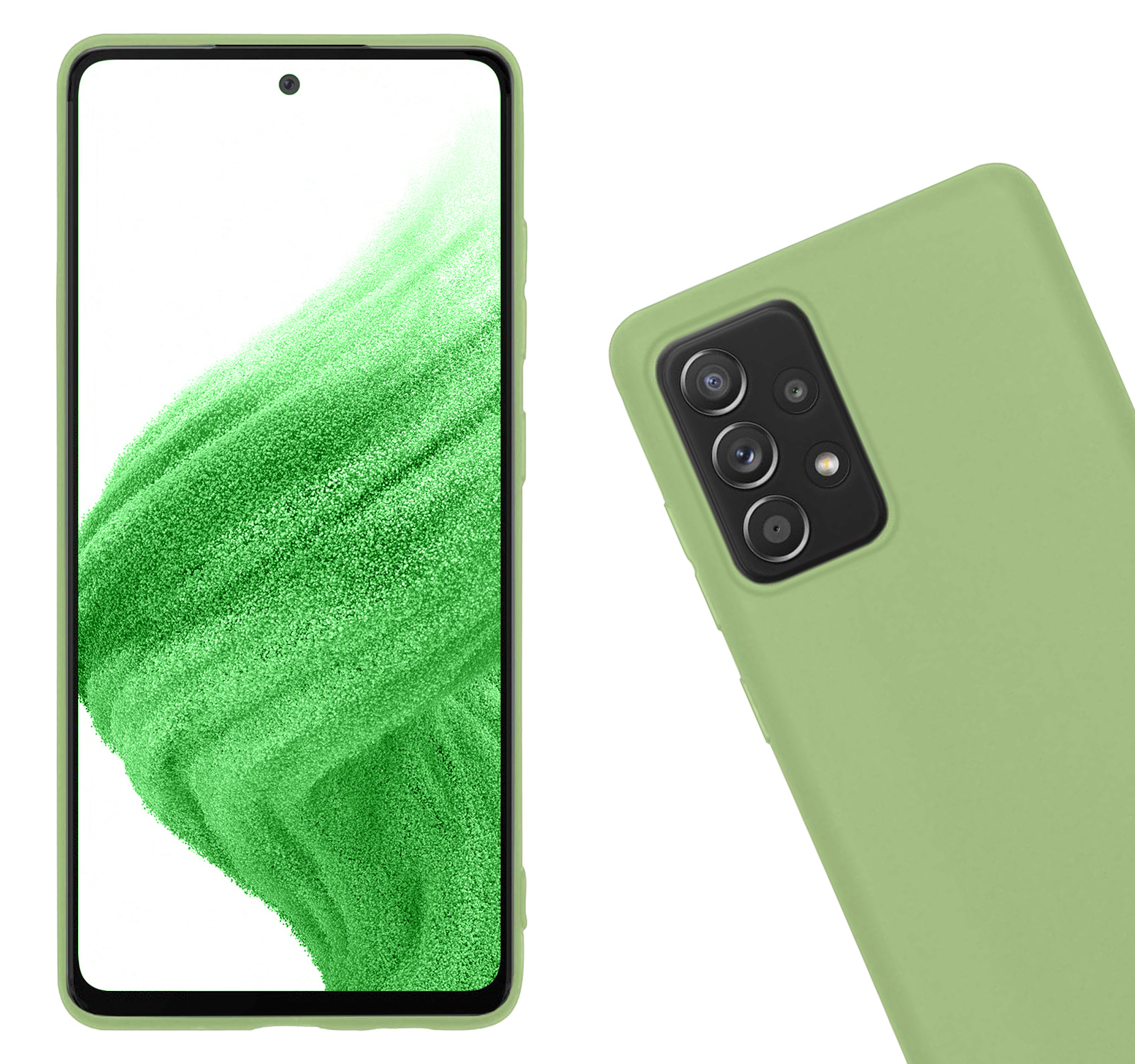 Nomfy Hoesje Geschikt voor Samsung A53 Hoesje Siliconen Cover Case - Hoes Geschikt voor Samsung Galaxy A53 Hoes Back Case - 2-PACK - Groen