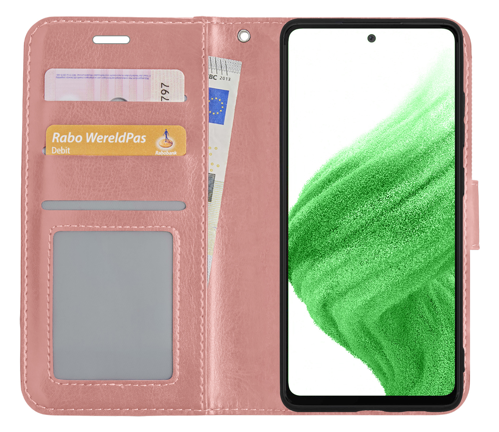 Nomfy Hoesje Geschikt voor Samsung A53 Hoes Bookcase Flipcase Book Cover - Hoes Geschikt voor Samsung Galaxy A53 Hoesje Book Case - Rosé goud