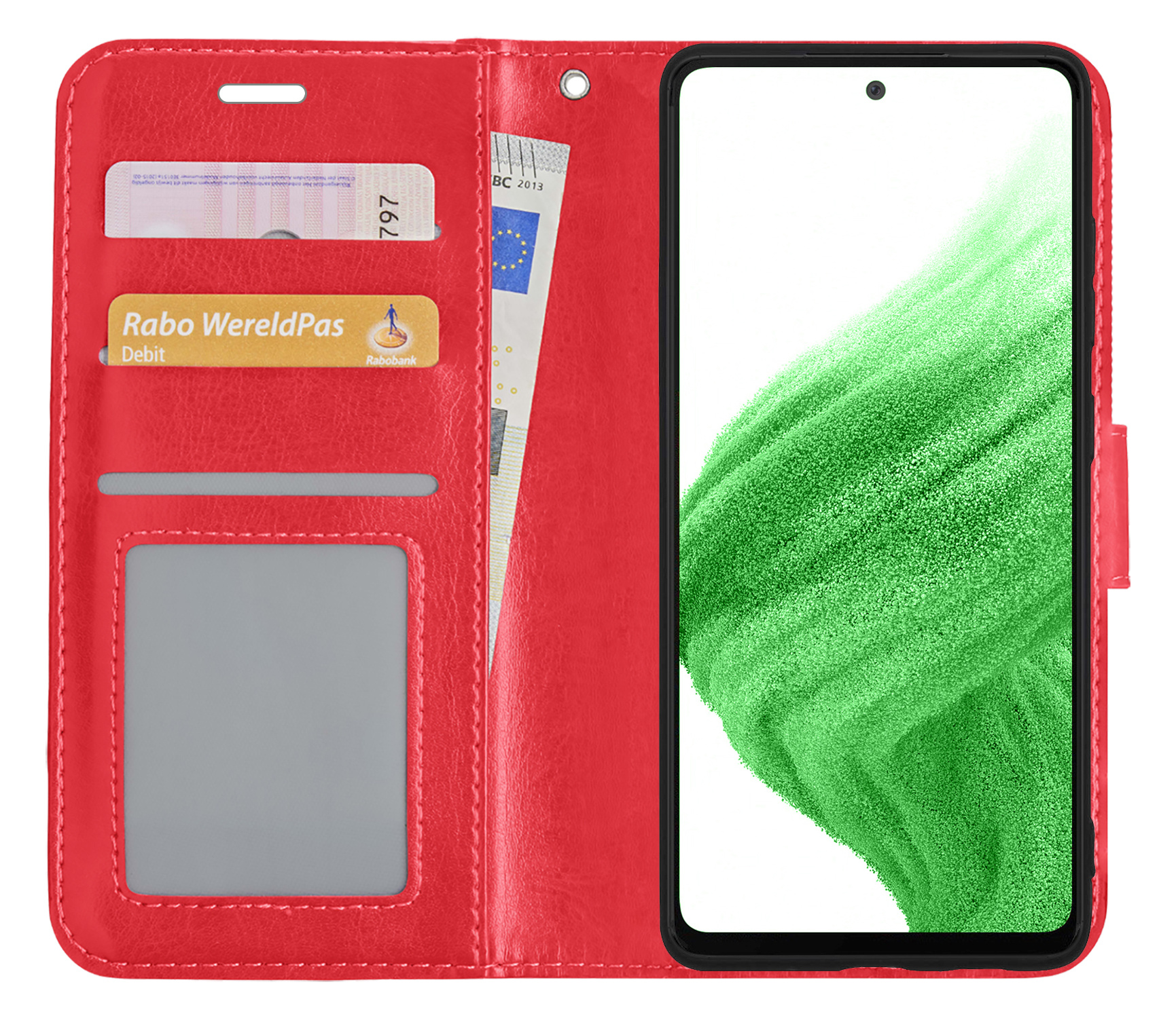 Nomfy Hoesje Geschikt voor Samsung A53 Hoes Bookcase Flipcase Book Cover - Hoes Geschikt voor Samsung Galaxy A53 Hoesje Book Case - Rood