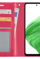 Nomfy Hoesje Geschikt voor Samsung A53 Hoes Bookcase Flipcase Book Cover - Hoes Geschikt voor Samsung Galaxy A53 Hoesje Book Case - Donkerroze