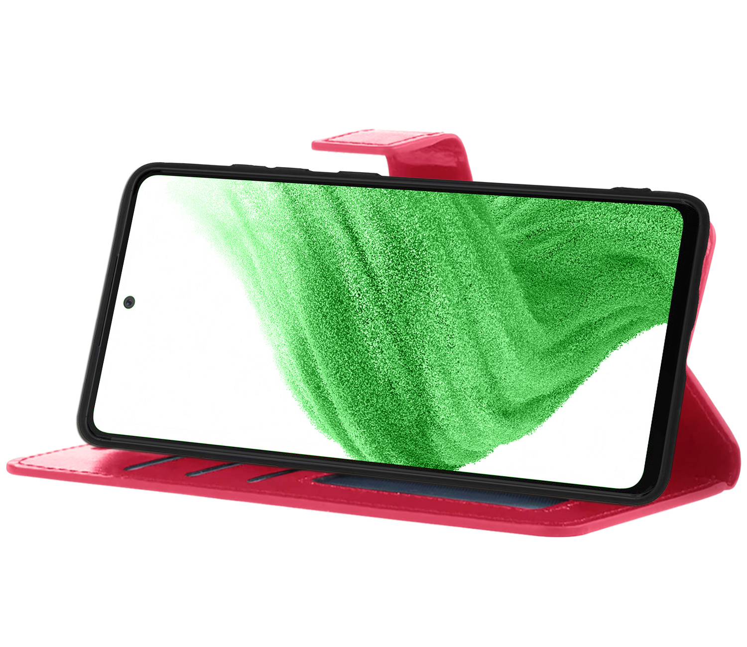 Nomfy Hoesje Geschikt voor Samsung A53 Hoes Bookcase Flipcase Book Cover - Hoes Geschikt voor Samsung Galaxy A53 Hoesje Book Case - Donkerroze