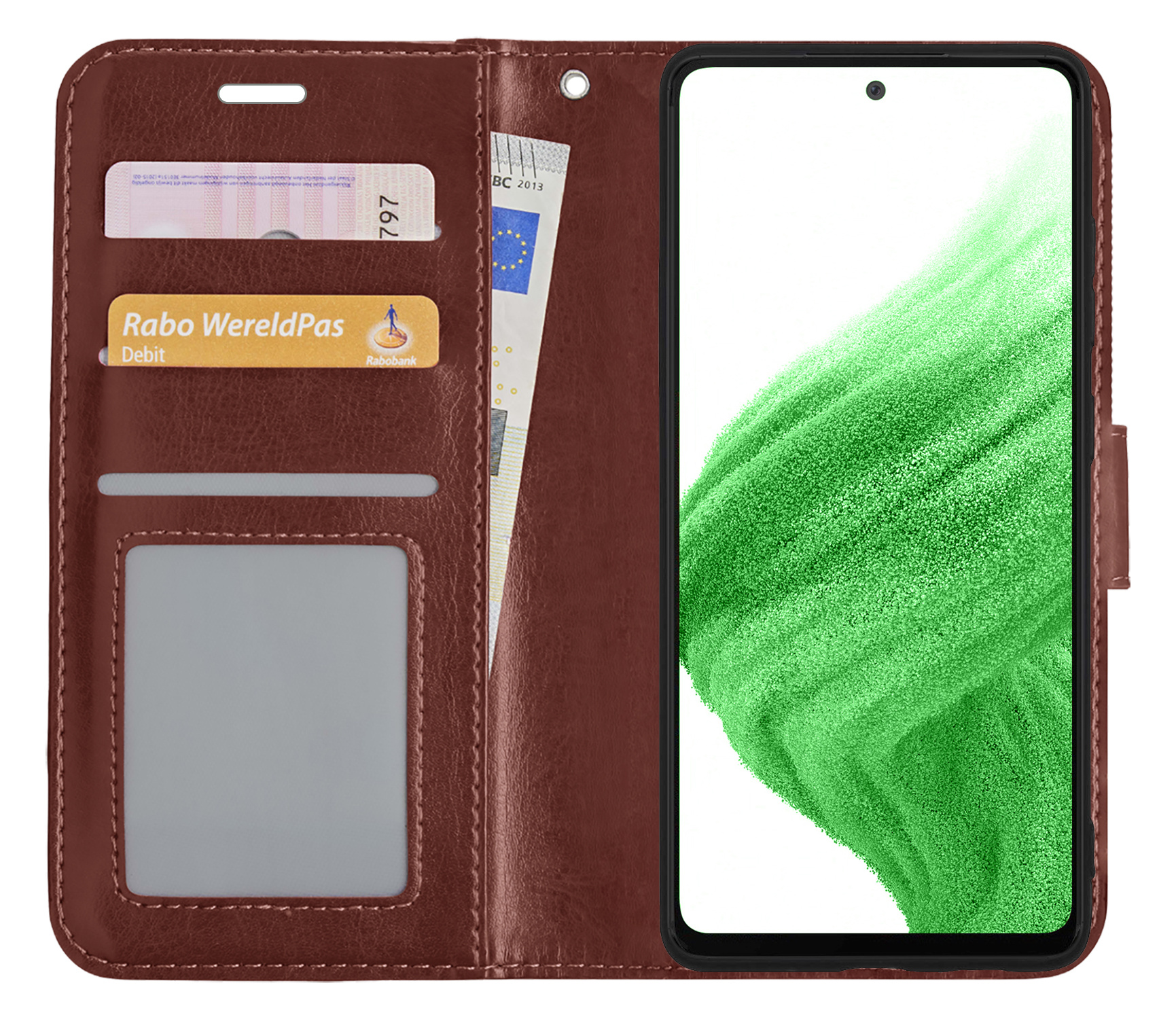 Nomfy Hoesje Geschikt voor Samsung A53 Hoes Bookcase Flipcase Book Cover - Hoes Geschikt voor Samsung Galaxy A53 Hoesje Book Case - Bruin