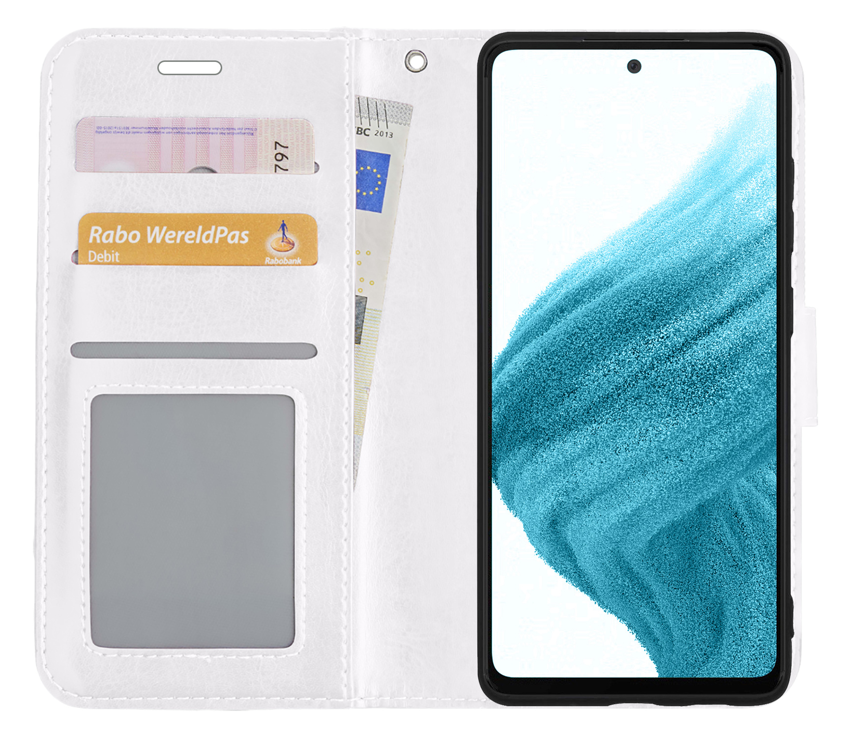 NoXx Hoes Geschikt voor Samsung A53 Hoesje Book Case Hoes Flip Cover Wallet Bookcase - Wit