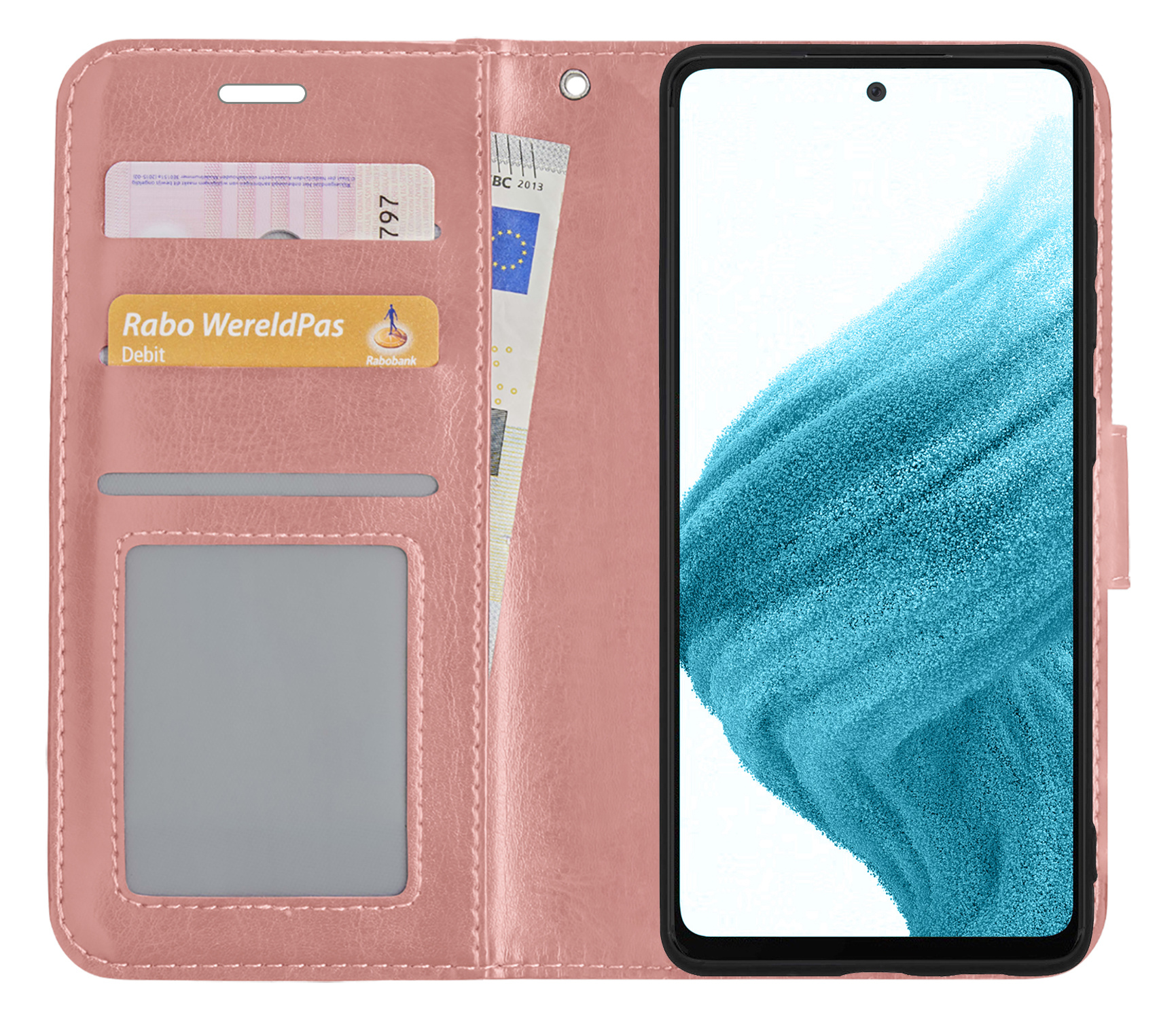 NoXx Hoes Geschikt voor Samsung A53 Hoesje Book Case Hoes Flip Cover Wallet Bookcase - Rosé goud