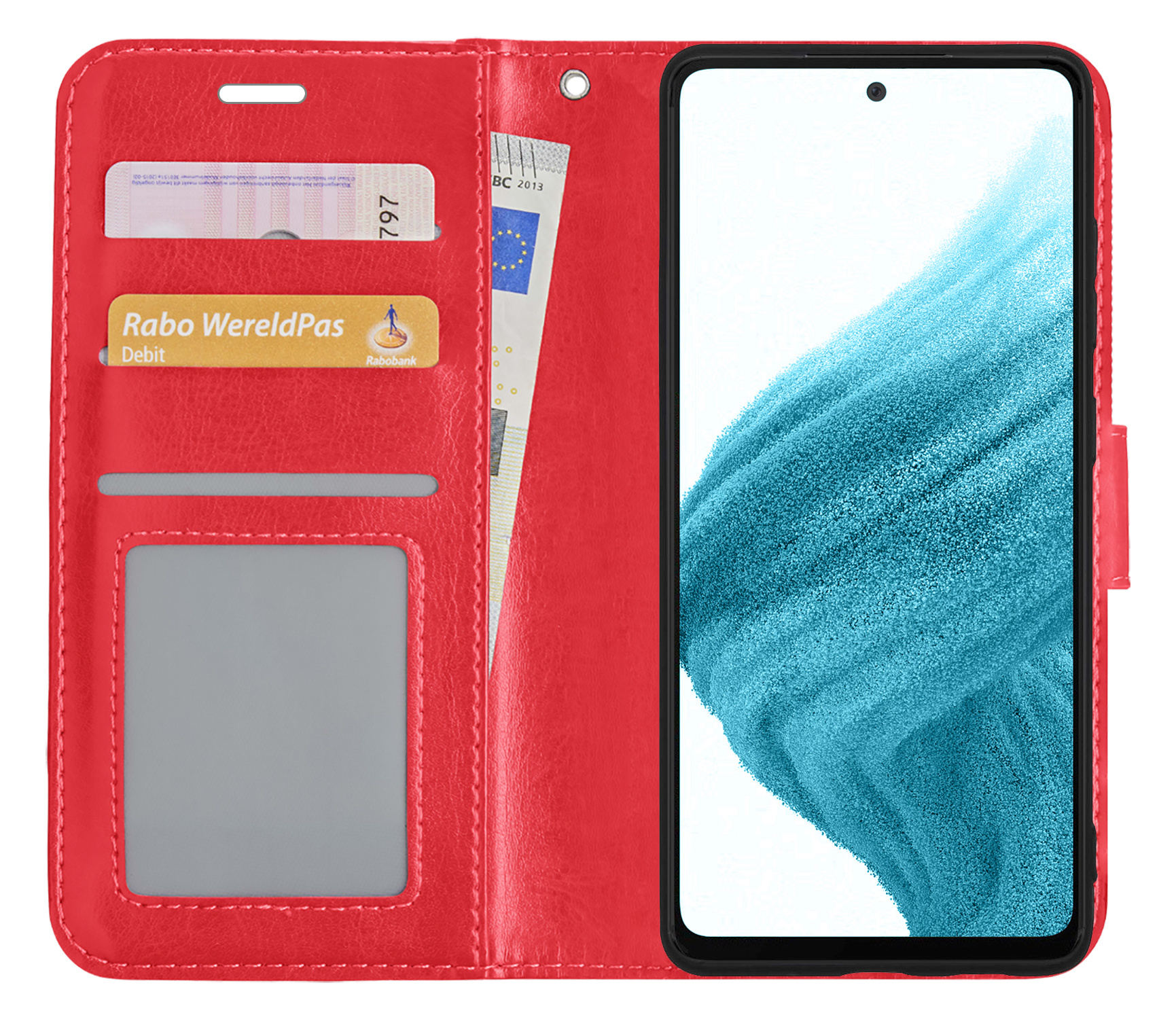 NoXx Hoes Geschikt voor Samsung A53 Hoesje Book Case Hoes Flip Cover Wallet Bookcase - Rood