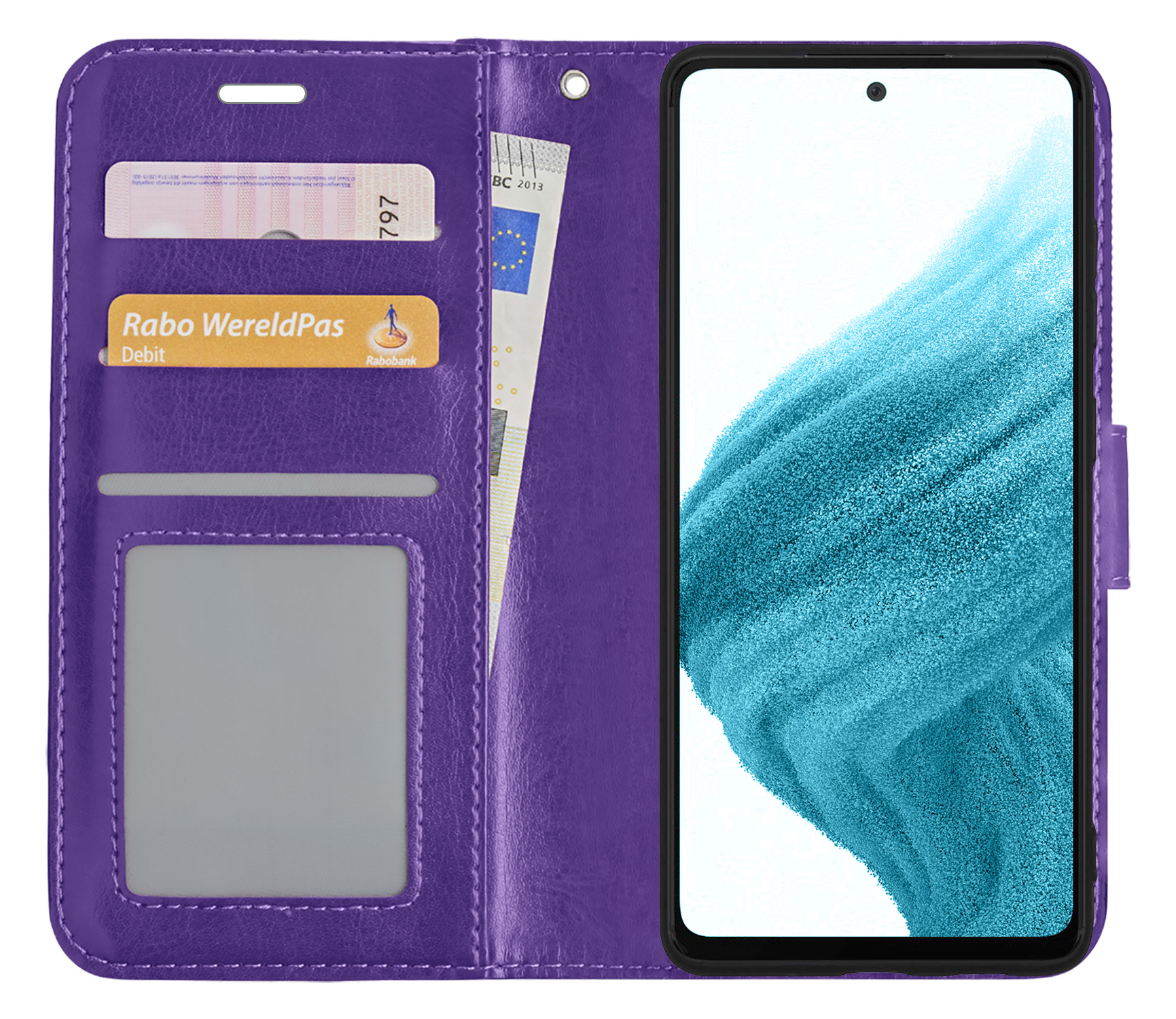 NoXx Hoes Geschikt voor Samsung A53 Hoesje Book Case Hoes Flip Cover Wallet Bookcase - Paars