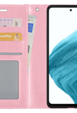 NoXx Hoes Geschikt voor Samsung A53 Hoesje Book Case Hoes Flip Cover Wallet Bookcase - Lichtroze