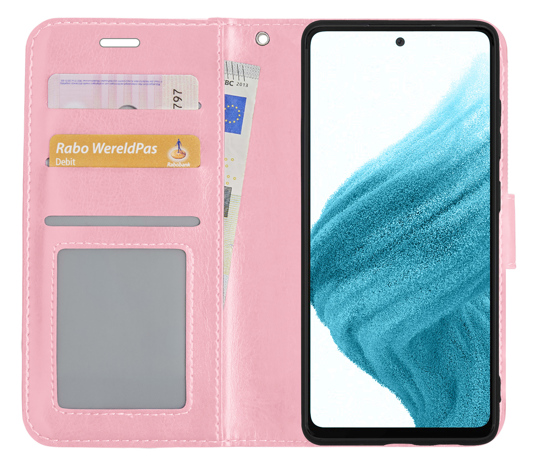NoXx Hoes Geschikt voor Samsung A53 Hoesje Book Case Hoes Flip Cover Wallet Bookcase - Lichtroze