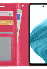 NoXx Samsung Galaxy A53 Hoesje Bookcase Flip Cover Book Case - Donker Roze