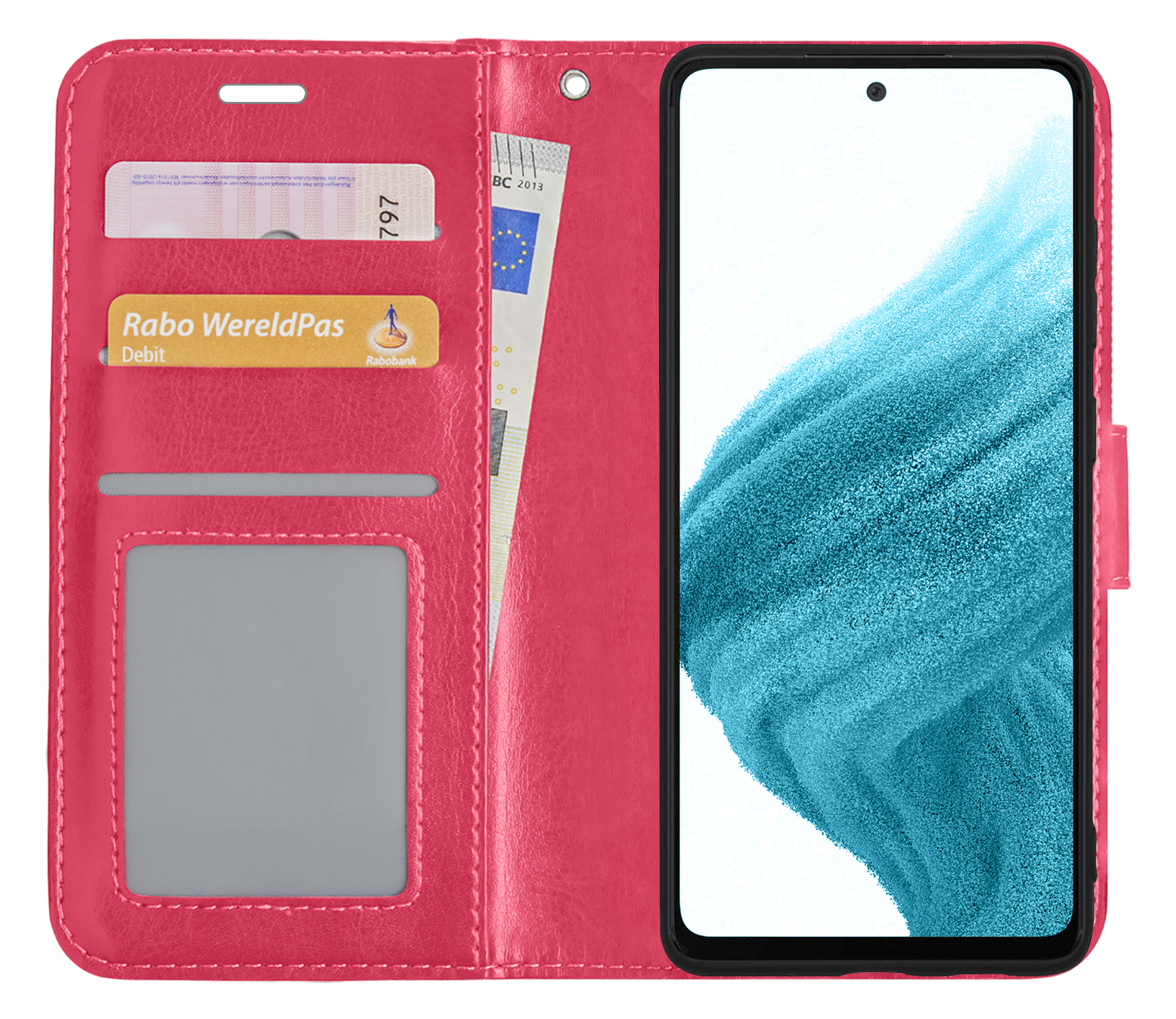 NoXx Hoes Geschikt voor Samsung A53 Hoesje Book Case Hoes Flip Cover Wallet Bookcase - Donkerroze