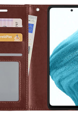 NoXx Hoes Geschikt voor Samsung A53 Hoesje Book Case Hoes Flip Cover Wallet Bookcase - Bruin