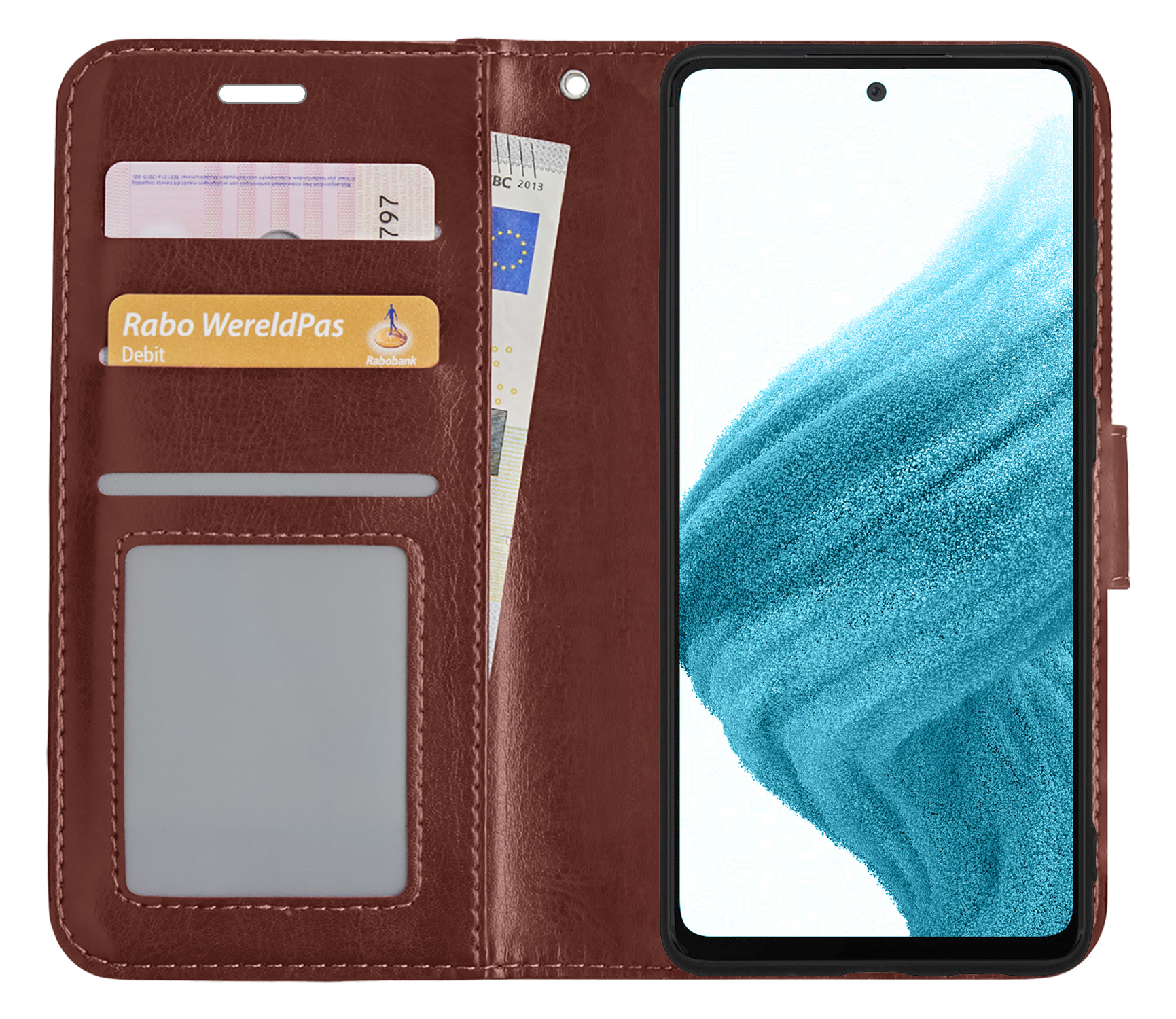 NoXx Hoes Geschikt voor Samsung A53 Hoesje Book Case Hoes Flip Cover Wallet Bookcase - Bruin