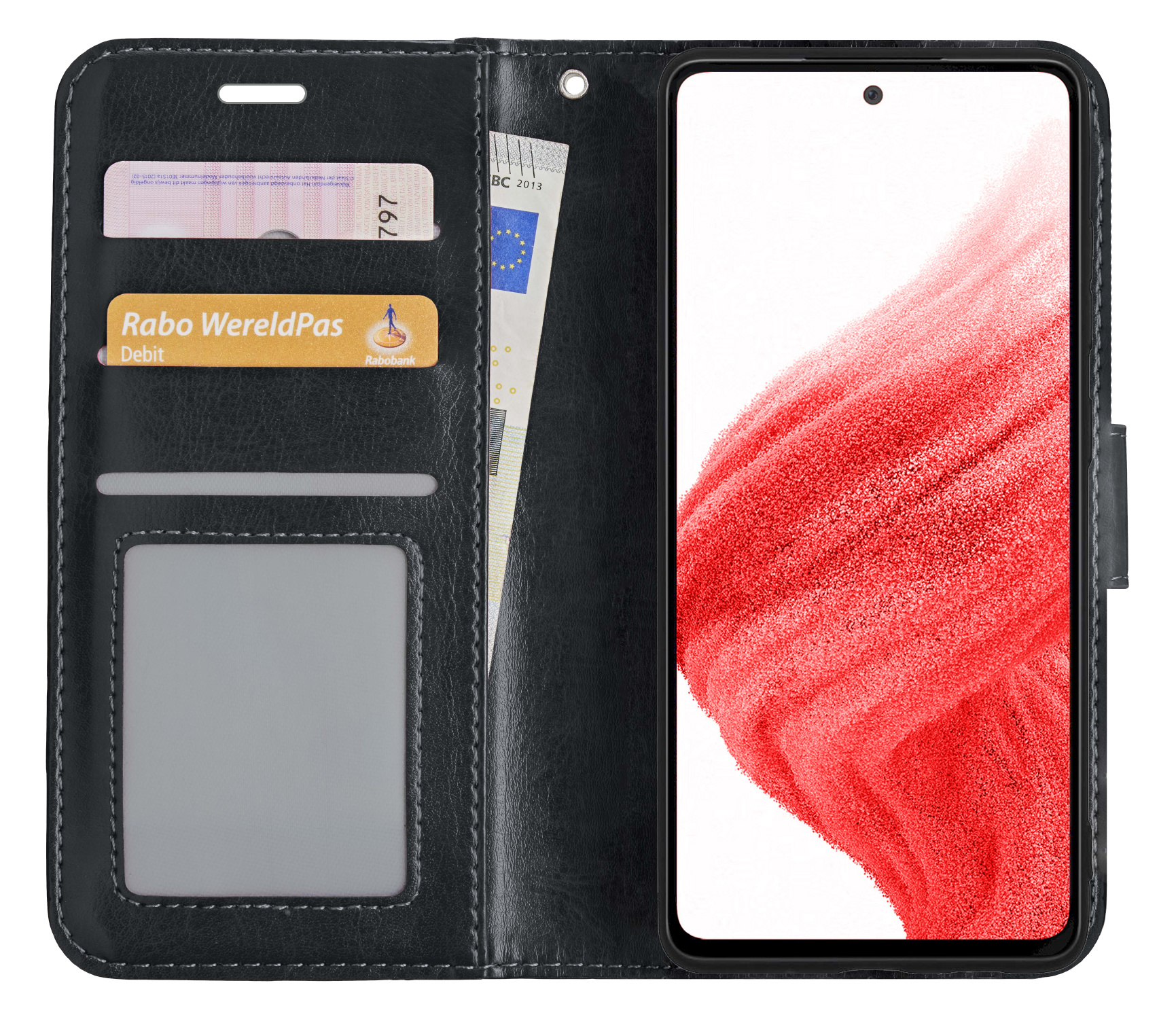 BASEY. Hoes Geschikt voor Samsung A53 Hoesje Bookcase Hoes Flip Case Book Cover - Hoesje Geschikt voor Samsung Galaxy A53 Hoes Book Case Hoesje - Zwart