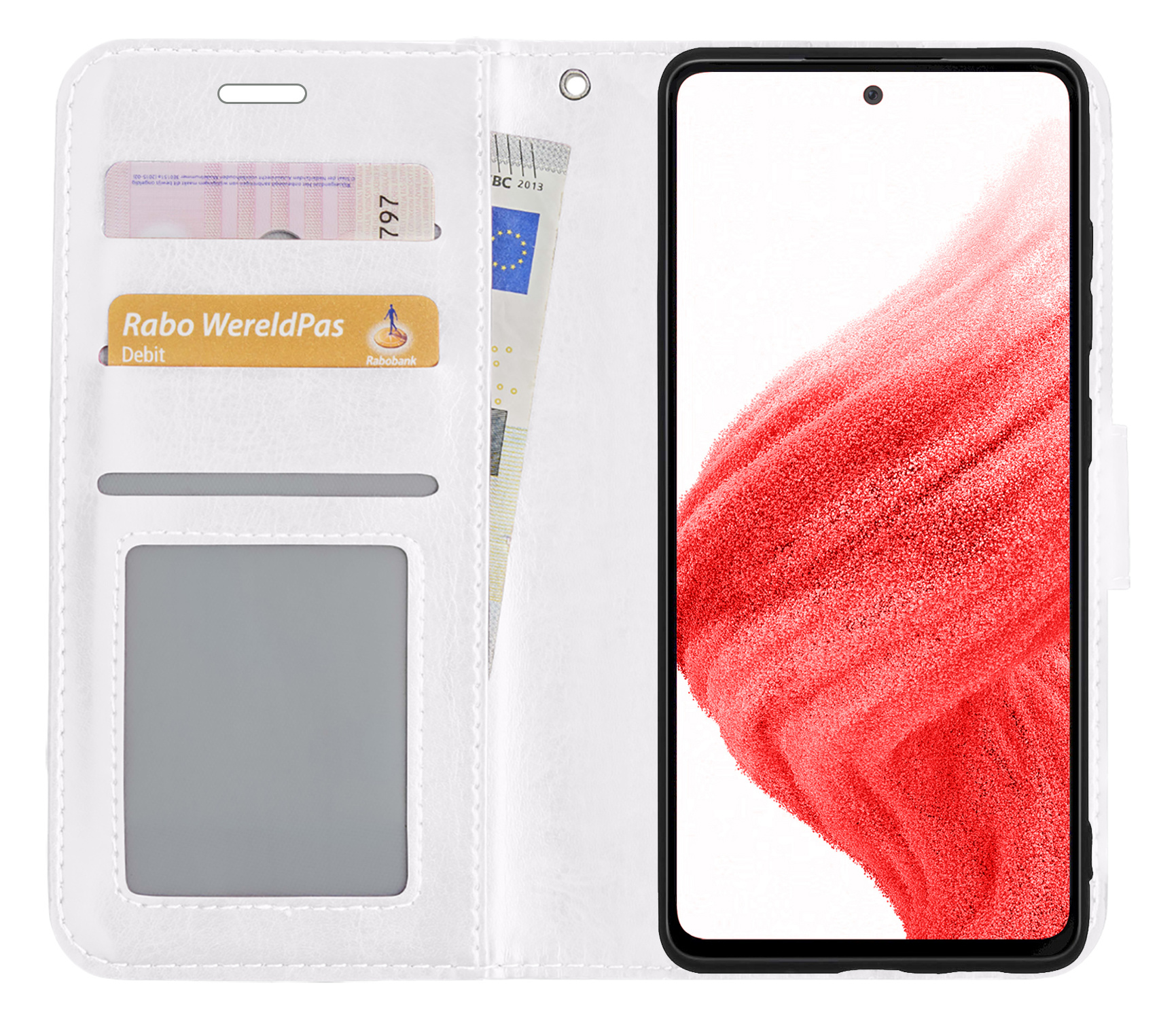 BASEY. Hoes Geschikt voor Samsung A53 Hoesje Bookcase Hoes Flip Case Book Cover - Hoesje Geschikt voor Samsung Galaxy A53 Hoes Book Case Hoesje - Wit