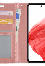 BASEY. Hoes Geschikt voor Samsung A53 Hoesje Bookcase Hoes Flip Case Book Cover - Hoesje Geschikt voor Samsung Galaxy A53 Hoes Book Case Hoesje - Rosé goud