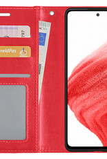 BASEY. Hoes Geschikt voor Samsung A53 Hoesje Bookcase Hoes Flip Case Book Cover - Hoesje Geschikt voor Samsung Galaxy A53 Hoes Book Case Hoesje - Rood