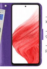 BASEY. Hoes Geschikt voor Samsung A53 Hoesje Bookcase Hoes Flip Case Book Cover - Hoesje Geschikt voor Samsung Galaxy A53 Hoes Book Case Hoesje - Paars