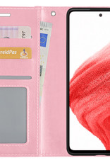 BASEY. Hoes Geschikt voor Samsung A53 Hoesje Bookcase Hoes Flip Case Book Cover - Hoesje Geschikt voor Samsung Galaxy A53 Hoes Book Case Hoesje - Lichtroze