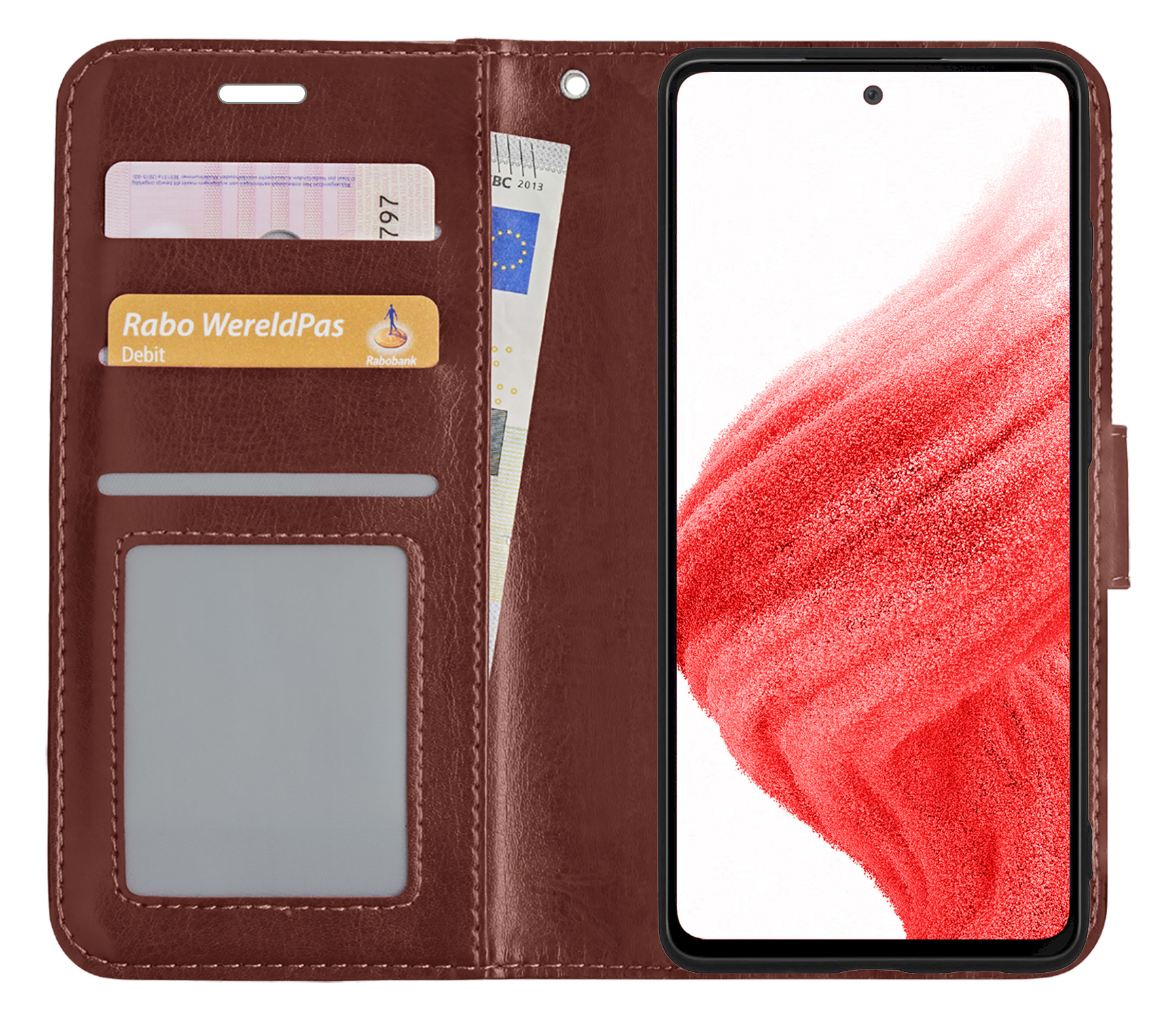 BASEY. Hoes Geschikt voor Samsung A53 Hoesje Bookcase Hoes Flip Case Book Cover - Hoesje Geschikt voor Samsung Galaxy A53 Hoes Book Case Hoesje - Bruin