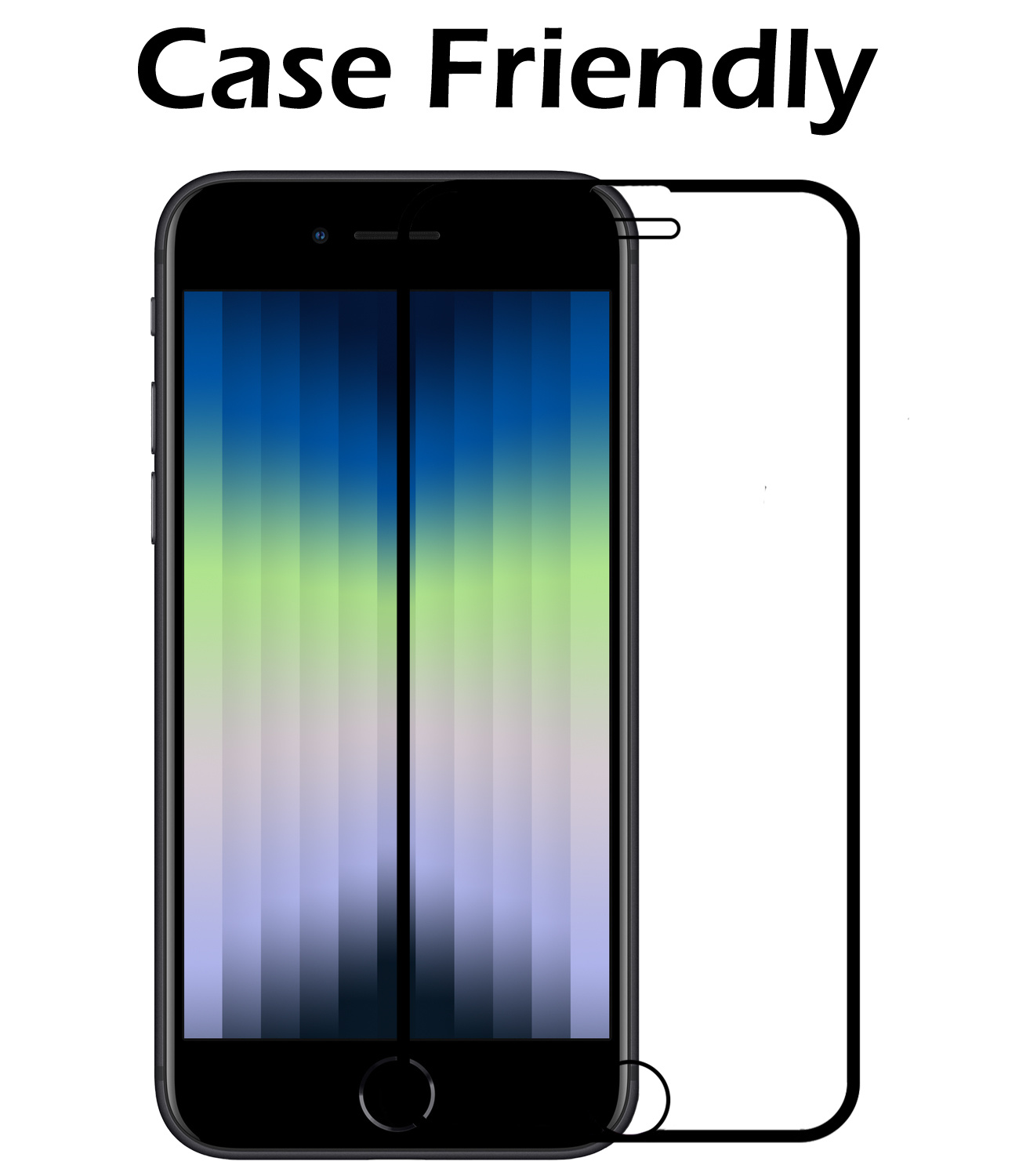 Nomfy iPhone SE 2022 Screenprotector Bescherm Glas - iPhone SE 2022 Screen Protector Tempered Glass Full Screen 3D Zwart - 3x