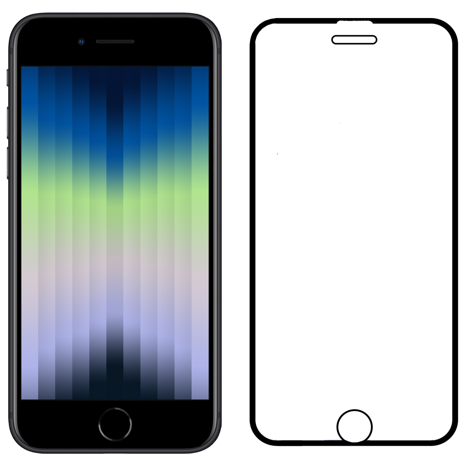 Nomfy iPhone SE 2022 Screenprotector Bescherm Glas - iPhone SE 2022 Screen Protector Tempered Glass Full Screen 3D Zwart - 3x