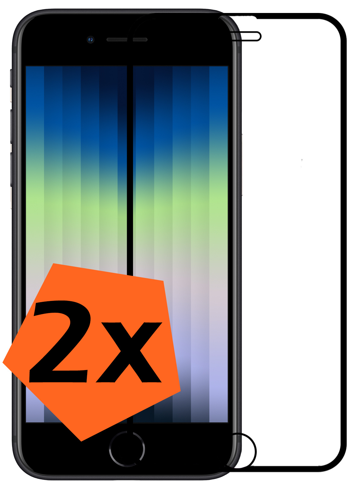 Nomfy Screenprotector Geschikt voor iPhone SE 2022 Screenprotector Bescherm Glas - Screenprotector Geschikt voor iPhone SE (2022) Screen Protector Tempered Glass Full Screen Full Cover - 2 PACK