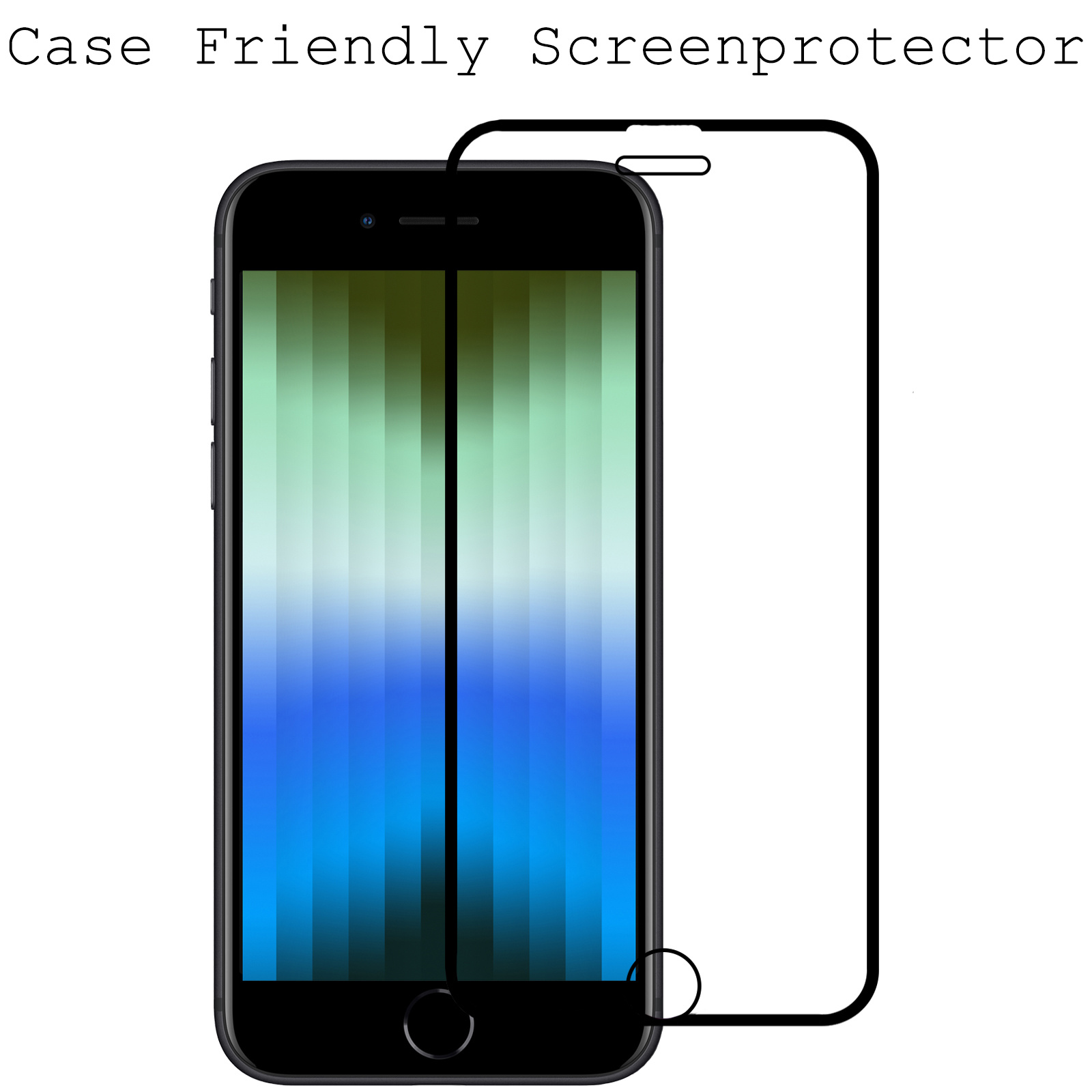BASEY. iPhone SE 2022 Screenprotector Tempered Glass - iPhone SE 2022 Beschermglas - iPhone SE 2022 Screen Protector 3D Zwart 2 Stuks