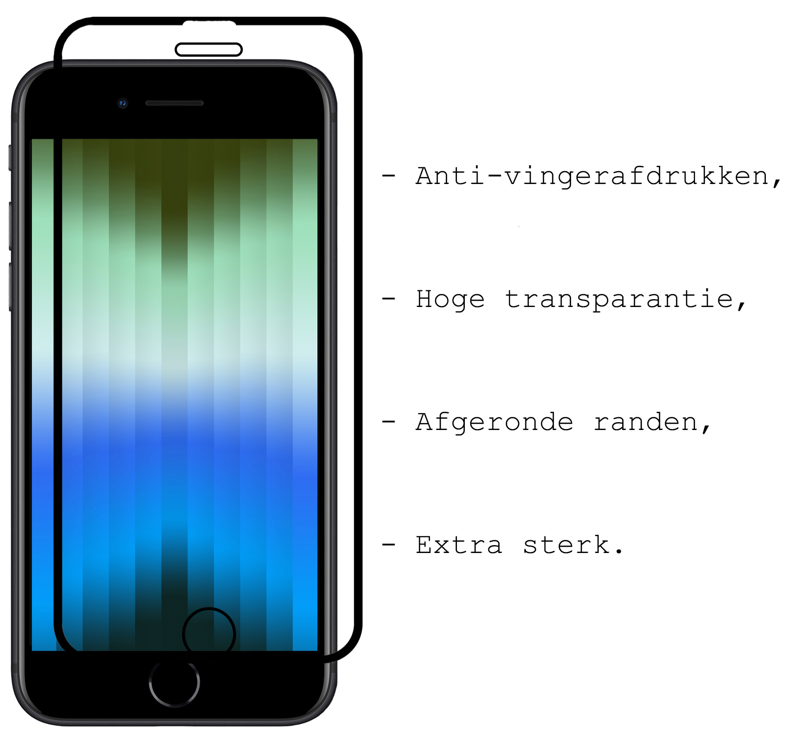 BASEY. Screenprotector Geschikt voor iPhone SE 2022 Screenprotector Beschermglas Full Cover - Screenprotector Geschikt voor iPhone SE (2022) Screen Protector Full Cover