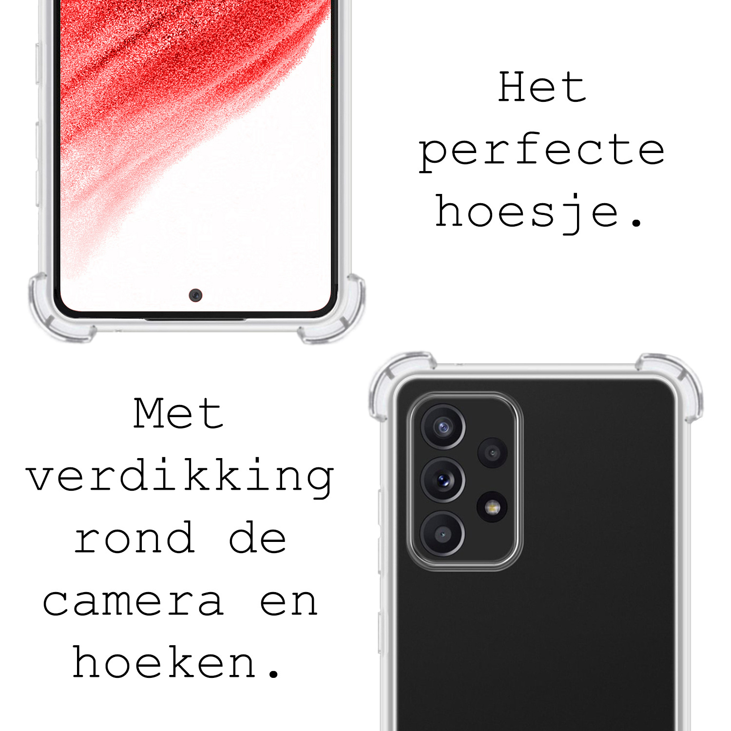 BASEY. Hoes Geschikt voor Samsung A53 Hoesje Shock Proof Case Hoes Siliconen Met 2x Screenprotector - Hoesje Geschikt voor Samsung Galaxy A53 Hoes Cover Shockproof - Transparant