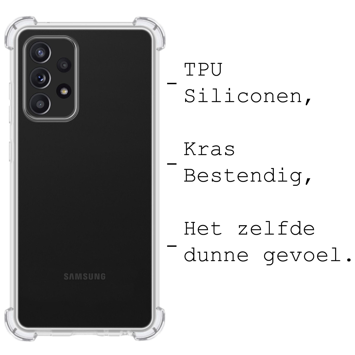 BASEY. Hoes Geschikt voor Samsung A53 Hoesje Shock Proof Case Hoes Siliconen Met 2x Screenprotector - Hoesje Geschikt voor Samsung Galaxy A53 Hoes Cover Shockproof - Transparant