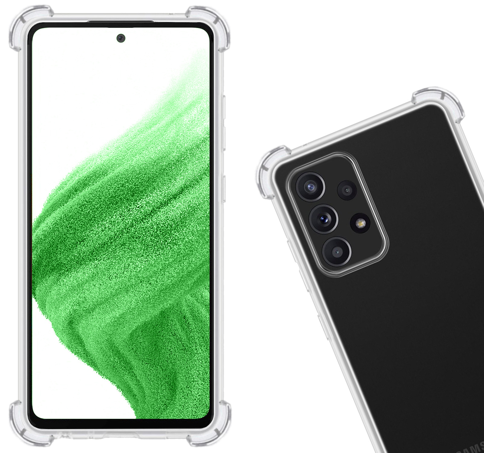 Nomfy Hoesje Geschikt voor Samsung A53 Hoesje Shock Proof Cover Case Shockproof Met 2x Screenprotector - Hoes Geschikt voor Samsung Galaxy A53 Hoes Siliconen Back Case - Transparant