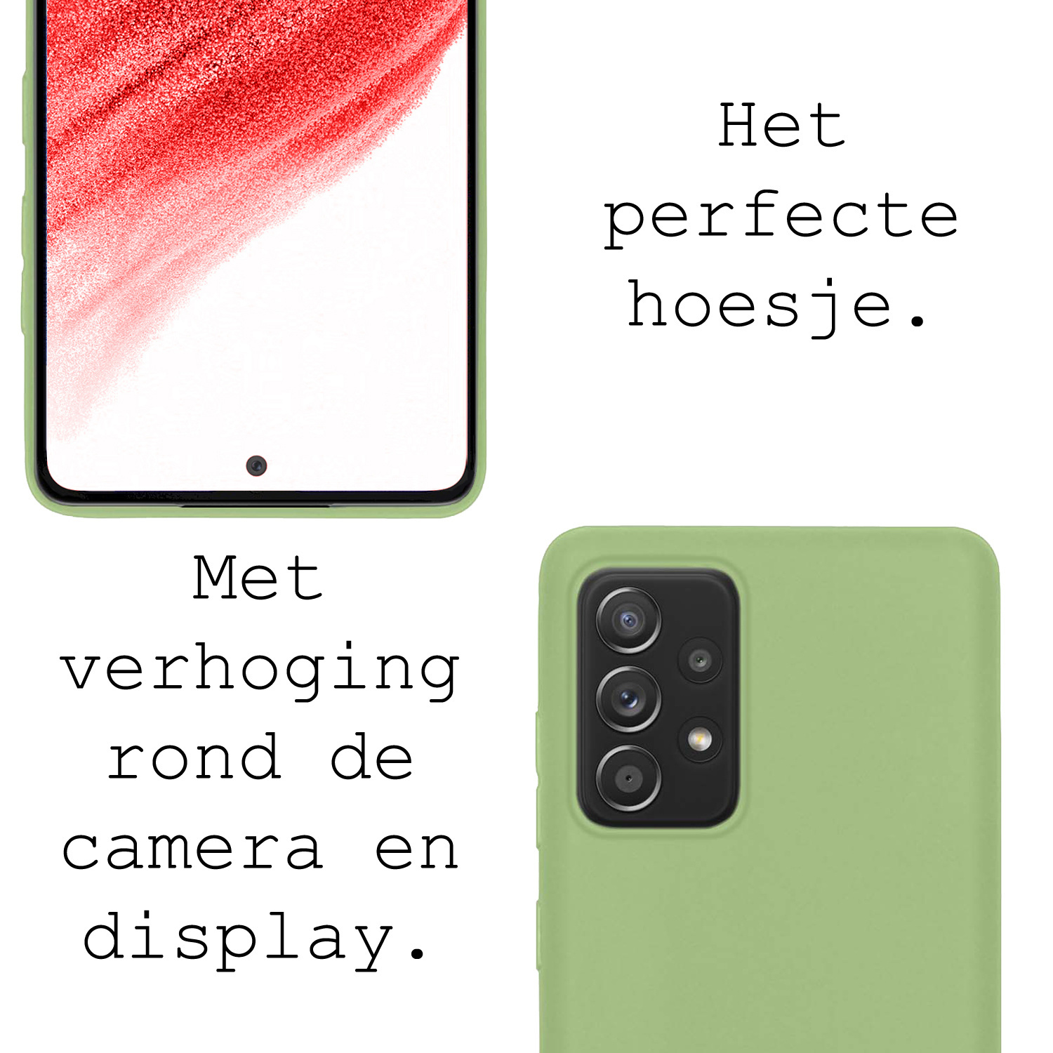 BASEY. Hoes Geschikt voor Samsung A53 Hoesje Siliconen Back Cover Case Met Screenprotector - Hoesje Geschikt voor Samsung Galaxy A53 Hoes Cover Hoesje - Groen