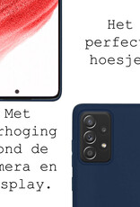 BASEY. Hoes Geschikt voor Samsung A53 Hoesje Siliconen Back Cover Case Met 2x Screenprotector - Hoesje Geschikt voor Samsung Galaxy A53 Hoes Cover Hoesje - Donkerblauw