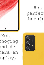 BASEY. Hoes Geschikt voor Samsung A53 Hoesje Siliconen Back Cover Case Met 2x Screenprotector - Hoesje Geschikt voor Samsung Galaxy A53 Hoes Cover Hoesje - Geel